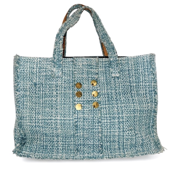 Kooreloo Vintage Blue/White Tweed Book Tote Bag- RARE!! - Picture 1 of 2